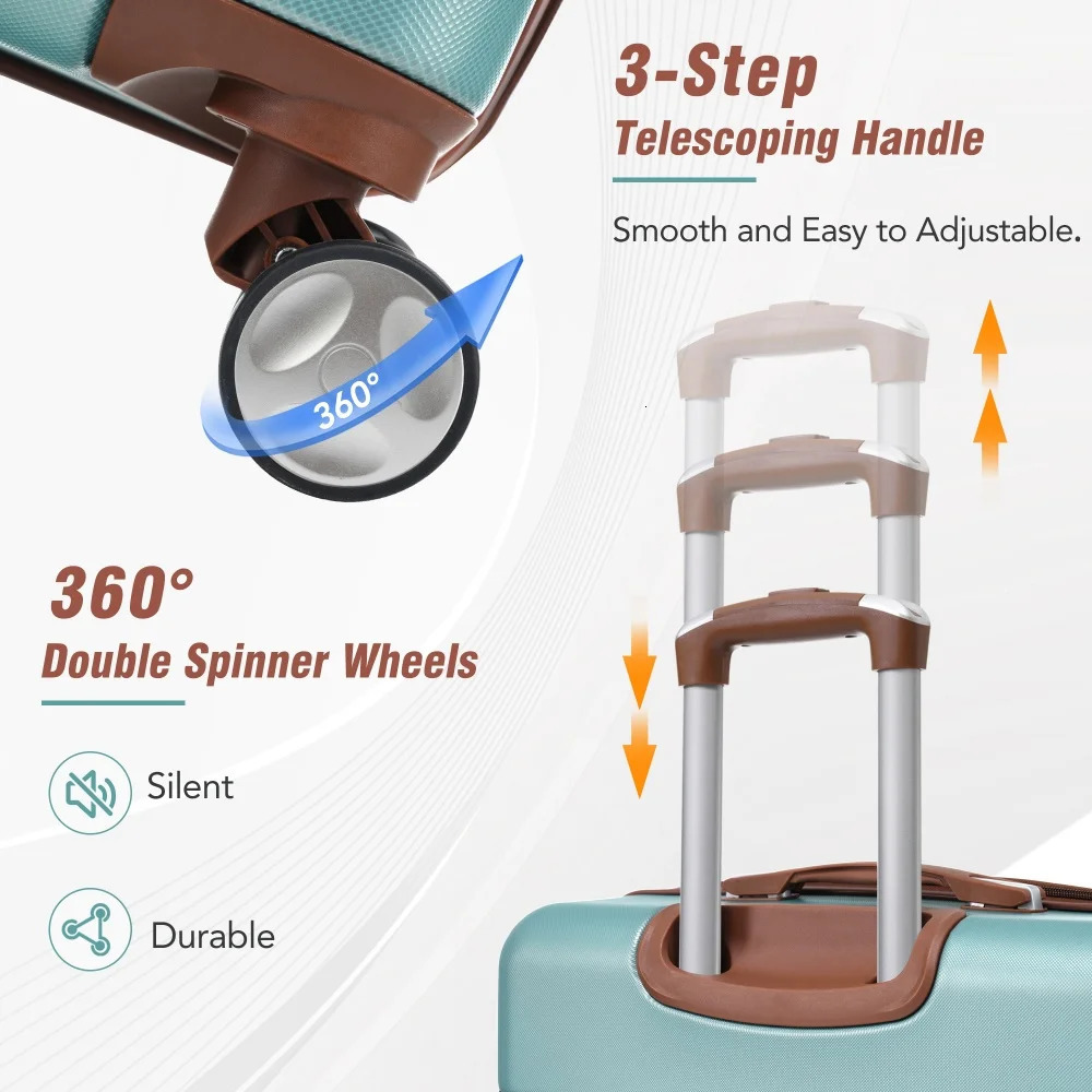 20 Hardside Luggage Set with Cosmetic Case Spinner Wheels Carry on Suitcase Lightweight Durable Travel Suitcase Rolling Luggage 250514