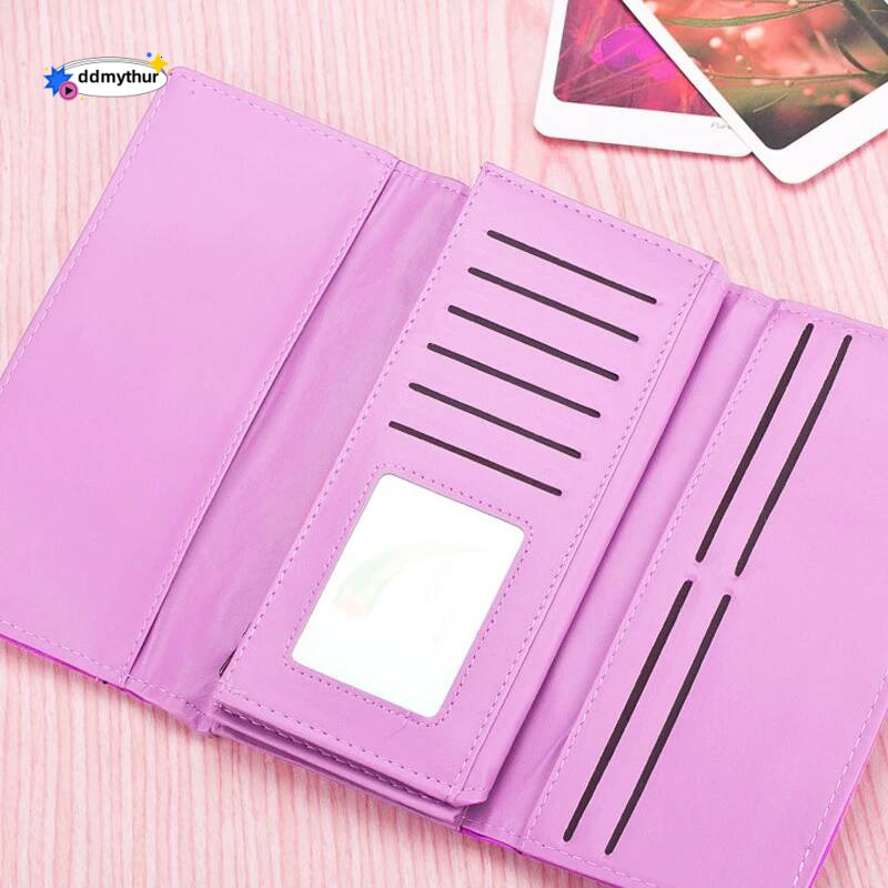 Trendy Retro Women's PU Leather Long Wallet Frosted European Style Holder, Fashion Buckle Clutch Purse ddmythur