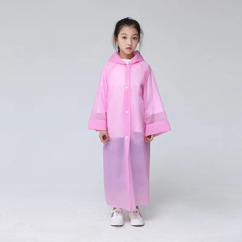 EVA Children Raincoats Raincoat Thickened Waterproof EVA Rain Coat Kids Clear Transparent Tour Waterproof Rainwear Suit 250515