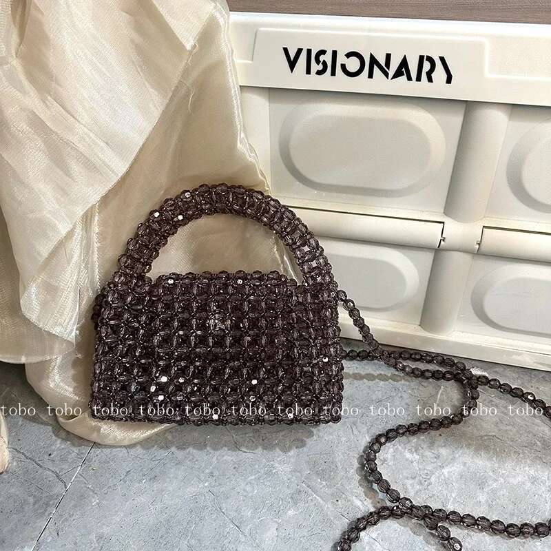 Customized Bead Green Hand-Woven Celebrity Unique Design Ladies Party Bag Top-Handle Purses And Handbags
