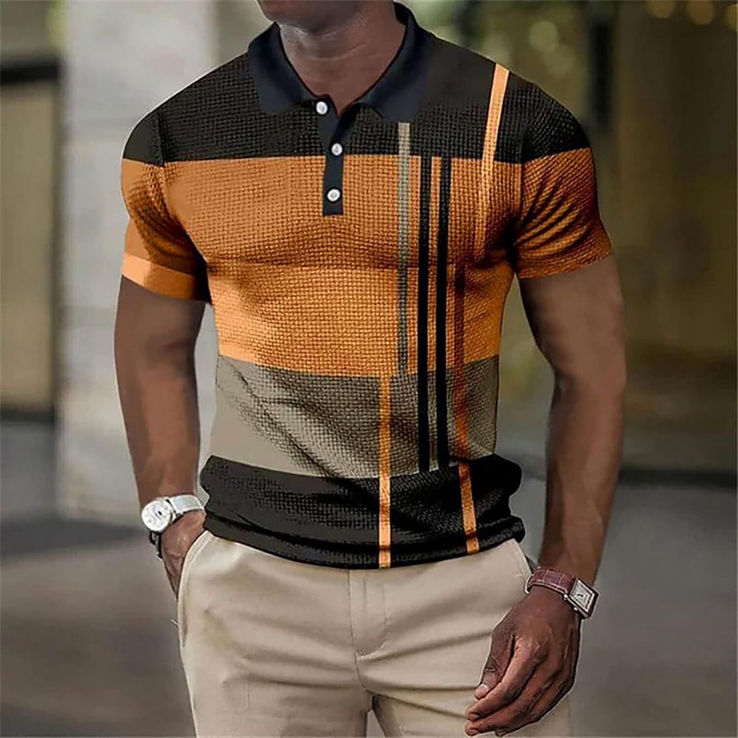 Mens Polo shirt Men's Polo Geometry Turndown 3D Print Golf Button-Down Outdoor Street Short Sleeves Shirt Clothing Polos shirts Fashion Trends