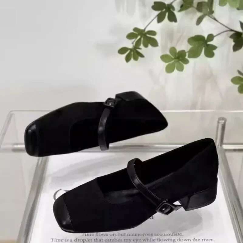 New Fashion Design Women's Flat Square Head Black Brown Casual Breathable Female Outdoor Woman Shoes