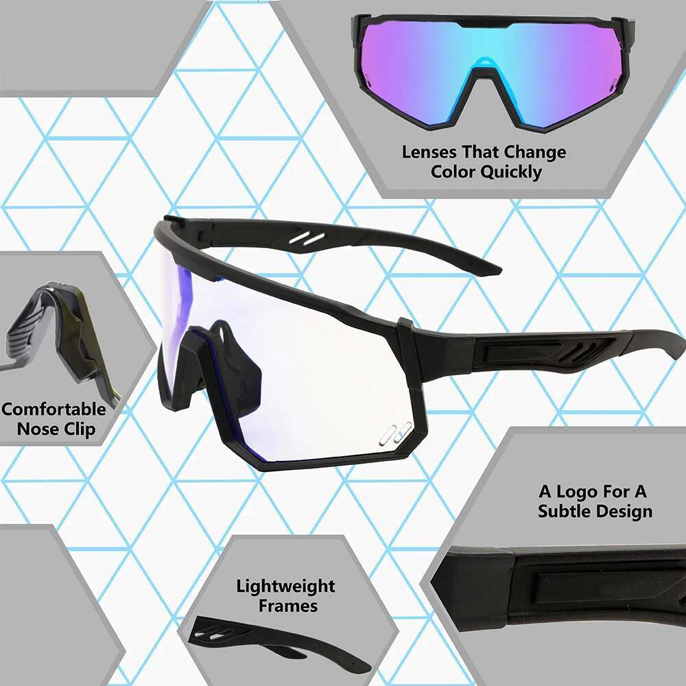 Photochromic Cycling Glasses Men Mountain Bike Sunglasses Women Clear MTB Sports Goggles Bicycle Triathlon Running Baseball