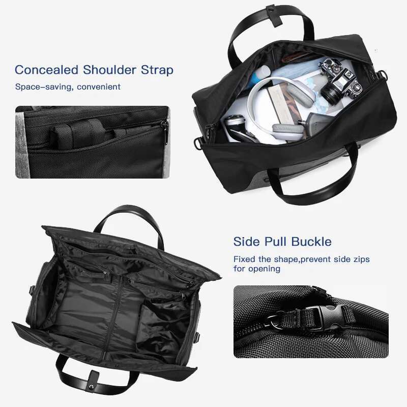 OZUKO Multifunction Men Suit Storage Large Capacity Lage Handbag Male Waterproof Travel Duffel Bag Shoes Pocket