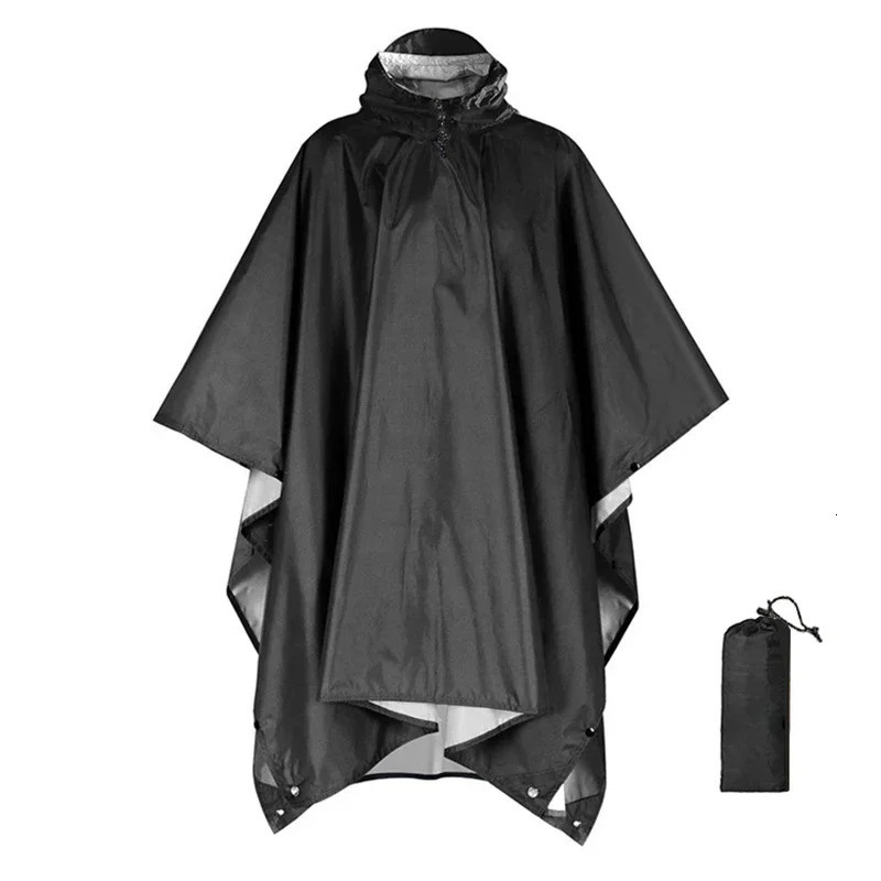 3 In 1 Outdoor Military Raincoat Hooded Sleeve Waterproof Rain Poncho Motorcycle Rain Cover Camping Hiking Travel Rainwear Tent 250515