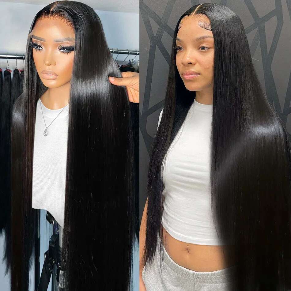 250 Density 13x4 13x6 HD Transparent Bone Straight 30 40 Inches Lace Front Human Hair Brazilian Frontal Wigs For Women