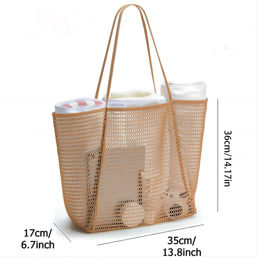 Large Capacity Ladies Beach Bag hollow mesh beach bag outdoor travel single shoulder hand bag 250515