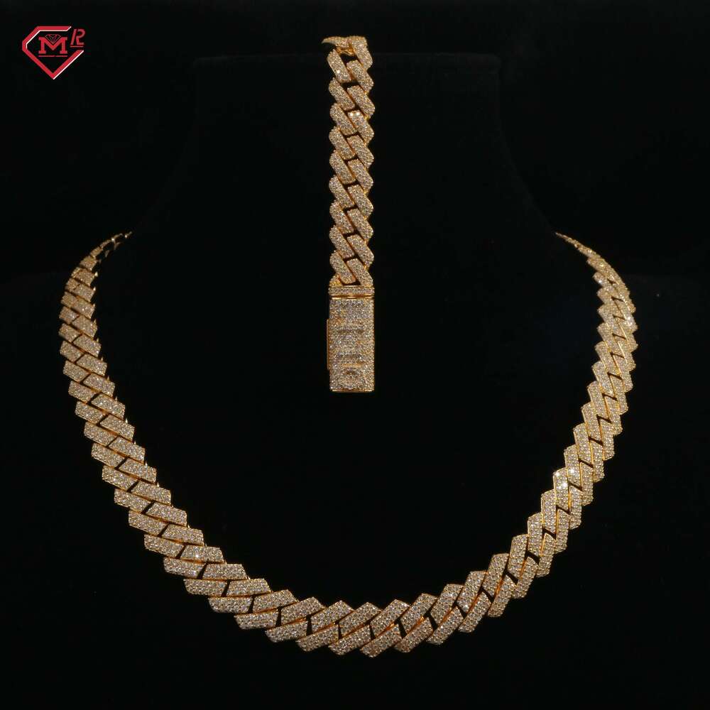 Hip hop 10mm Silicon Fang Set, Pure Sier VVS Cuban Chain