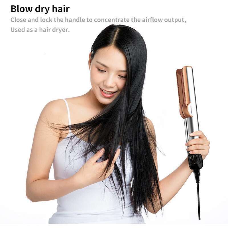 2 IN 1 Professional Straightener & Dryer Heat-Up Hair Flat Negative Ion Iron Long-Lasting Styling Tool
