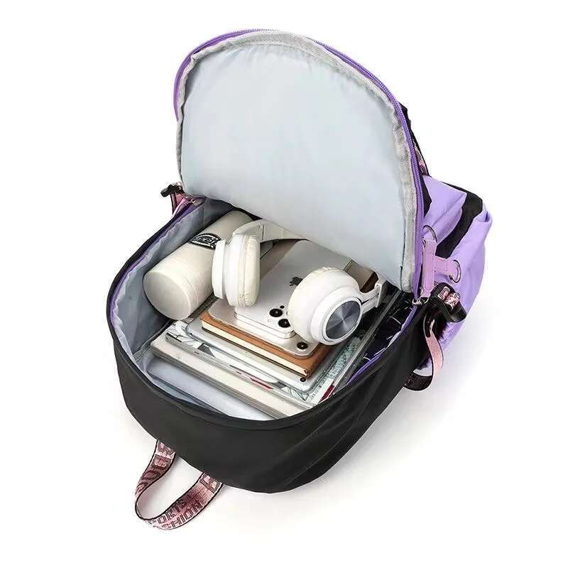 Teenagers Cute Schoolbag Shoulder Backpack Nylon Fabric Girls, Large Capacity Splash-Proof