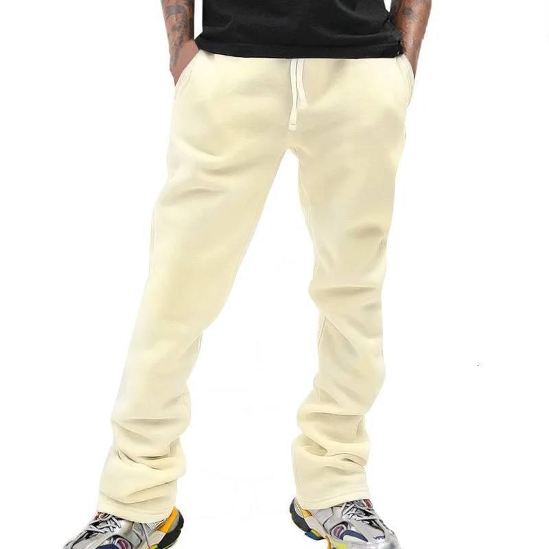 Bootcut Drawstring Trousersfor Men American Street Hip Hop Solid Color Retro Casual Pan CrossBorder 250515