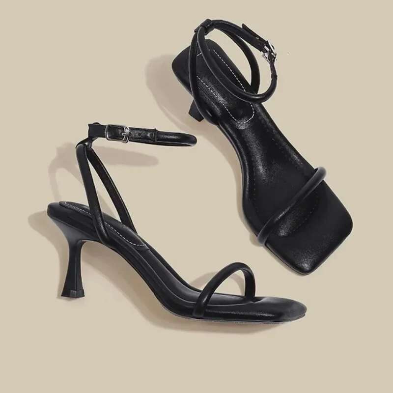 2025 Summer Women's Roman Open Toe Office and Career Fashion Buckle Strap Outdoor New Solid Best Seller Heeled Sandals