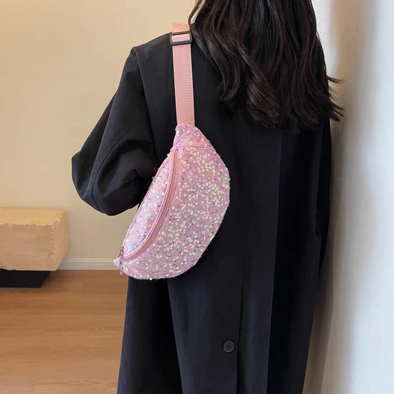 Sequins Waist Women Fashion Fanny Pack Casual Shoulder Crossbody Chest Bag Female Hip Hop Belt Bags Trend