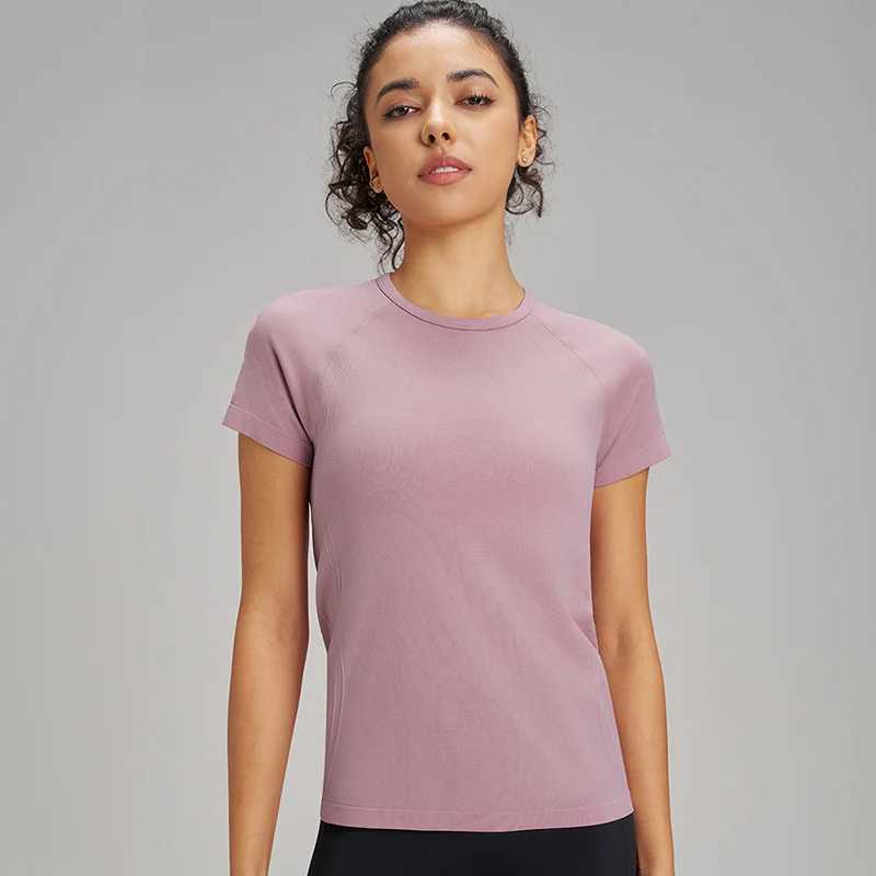 Ten Color Quick Dry Sports Short Sleeve T-Shirt Womens Sweatshirt Breathable Fitness Clothing Solid Color Short Sleeve Top M250515