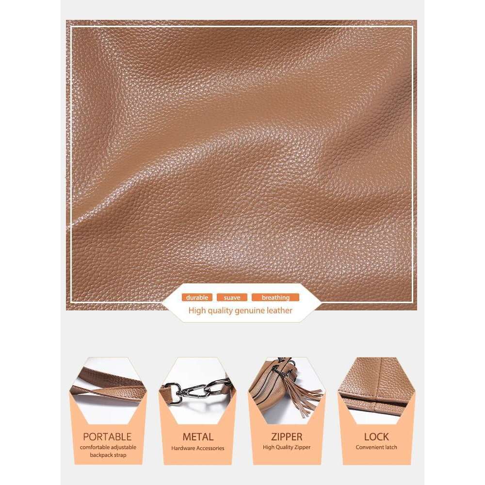 Zency Genuine Hobo Handbag Women Large Capacity Shoulder Crossbody Designer Cow Leather Slouchy Bag Purse