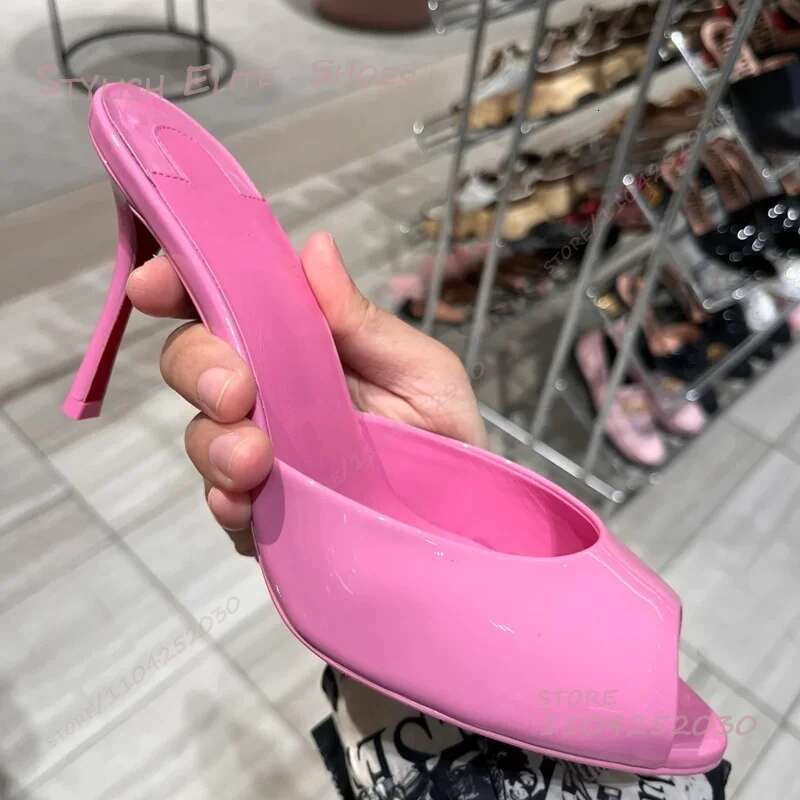 Rainbow Patent Gradient Peep Toe Heels Girls Cute Slippers Slingback Open Sandals Gold Leather Mirror Sexy Women Shoes