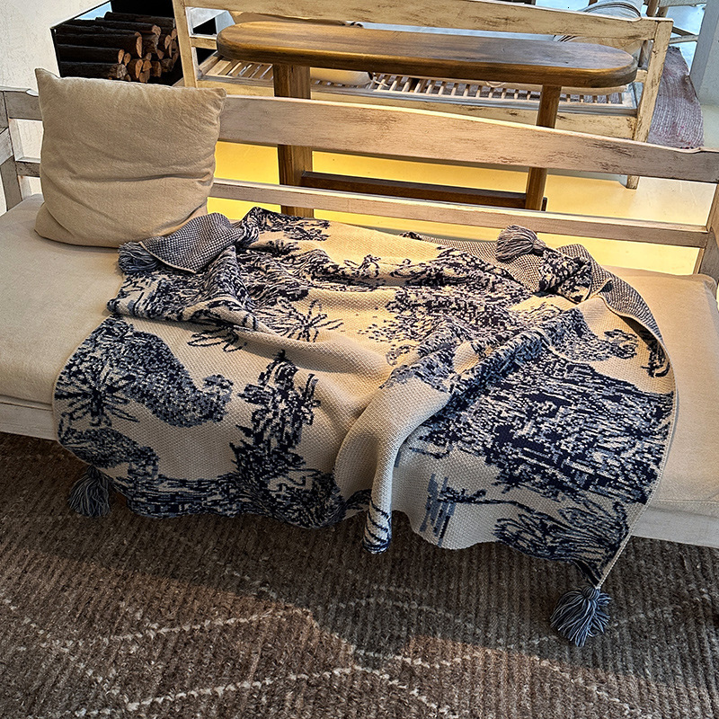 Summer new French warm knitted blanket, air conditioning nap blanket, sofa leisure blanket, multi-purpose blanket