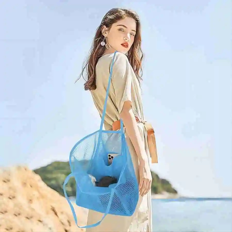 Large Capacity Ladies Beach Bag hollow mesh beach bag outdoor travel single shoulder hand bag 250515