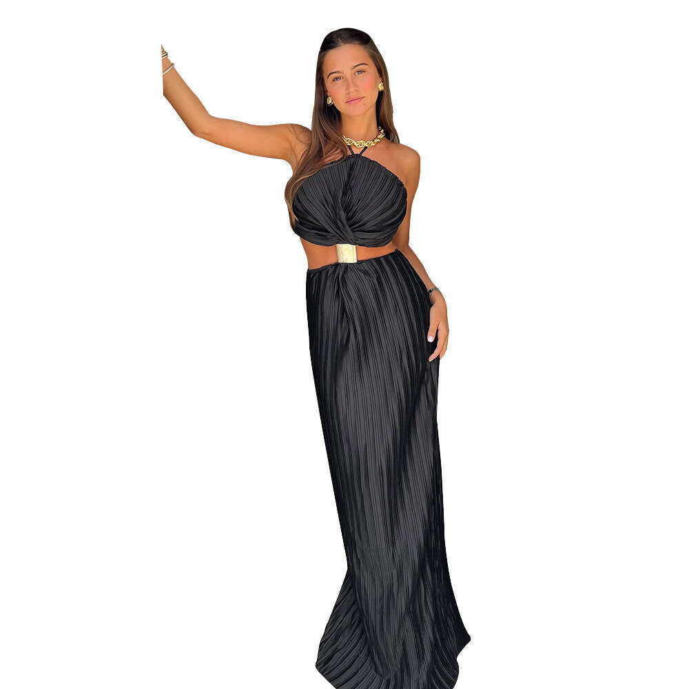 K10759 style women's pleated sexy lace up evening dress with a slit after opening, new