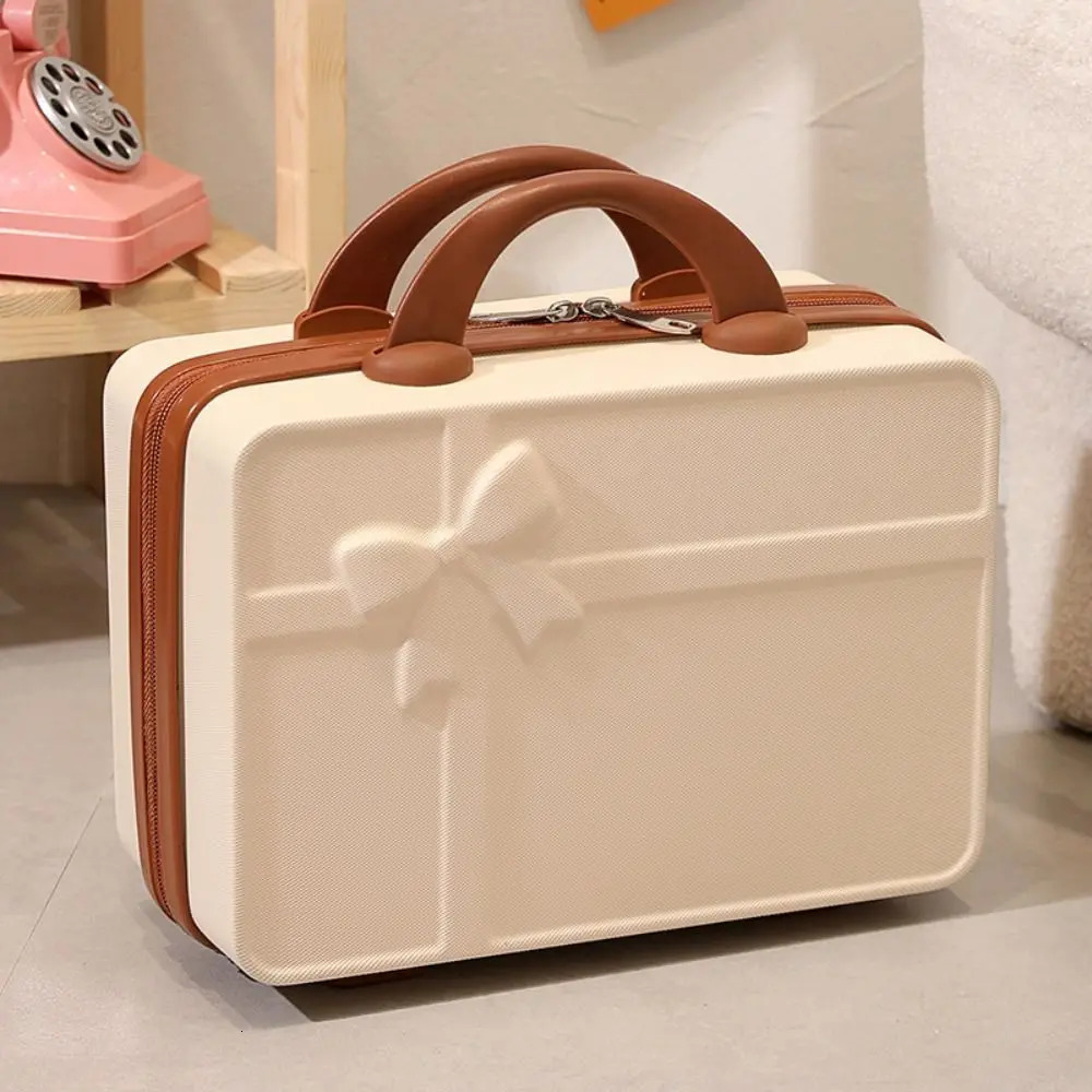 Durable 14 inch Mini Travel Suitcase ABS Large Capacity Cosmetic Box Bow Zipper Boarding Case 250514