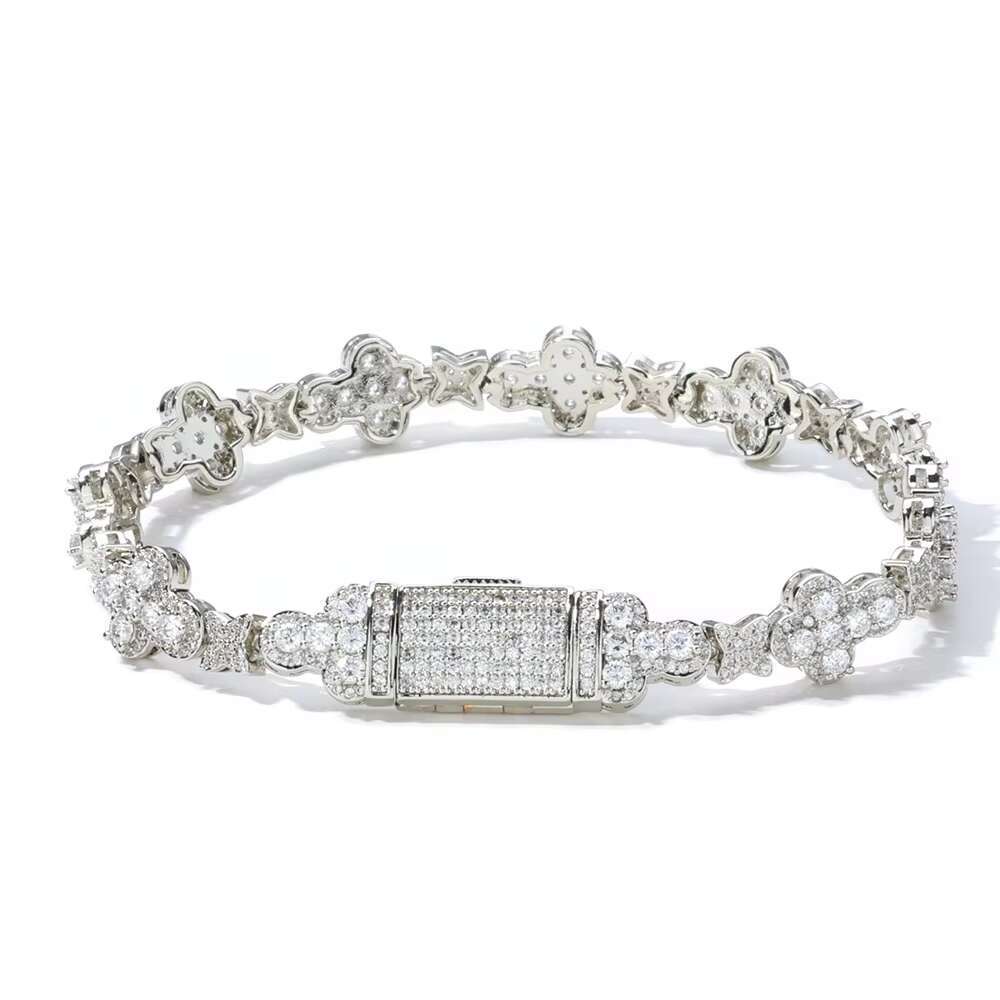 Hip Hop 10mm Cross Star S925 Silver Moissanite Bracelet High End Versatile Jewelry for Women Men
