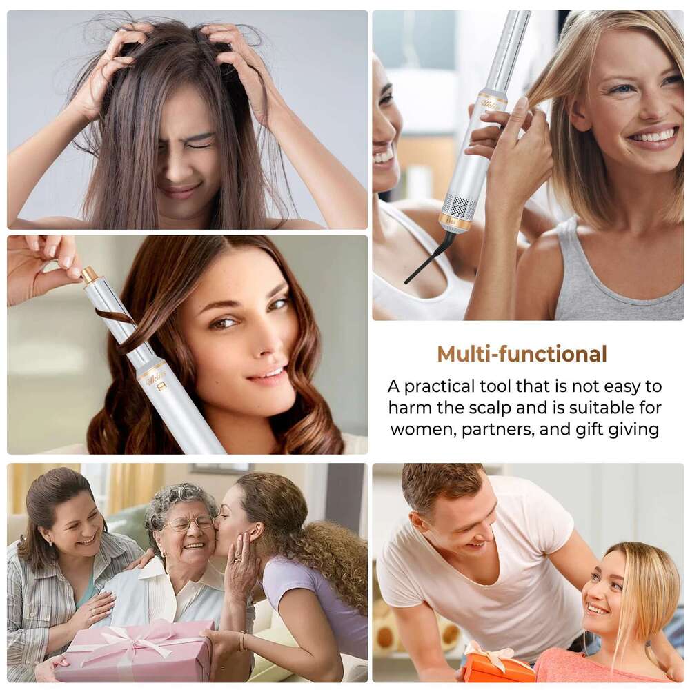Hair Brush,5 in 1 Blow Dryer Brush,High-Speed 100,000 RPM Professional Hot Air Brush Set with Curlers,Hair Styler for Fast
