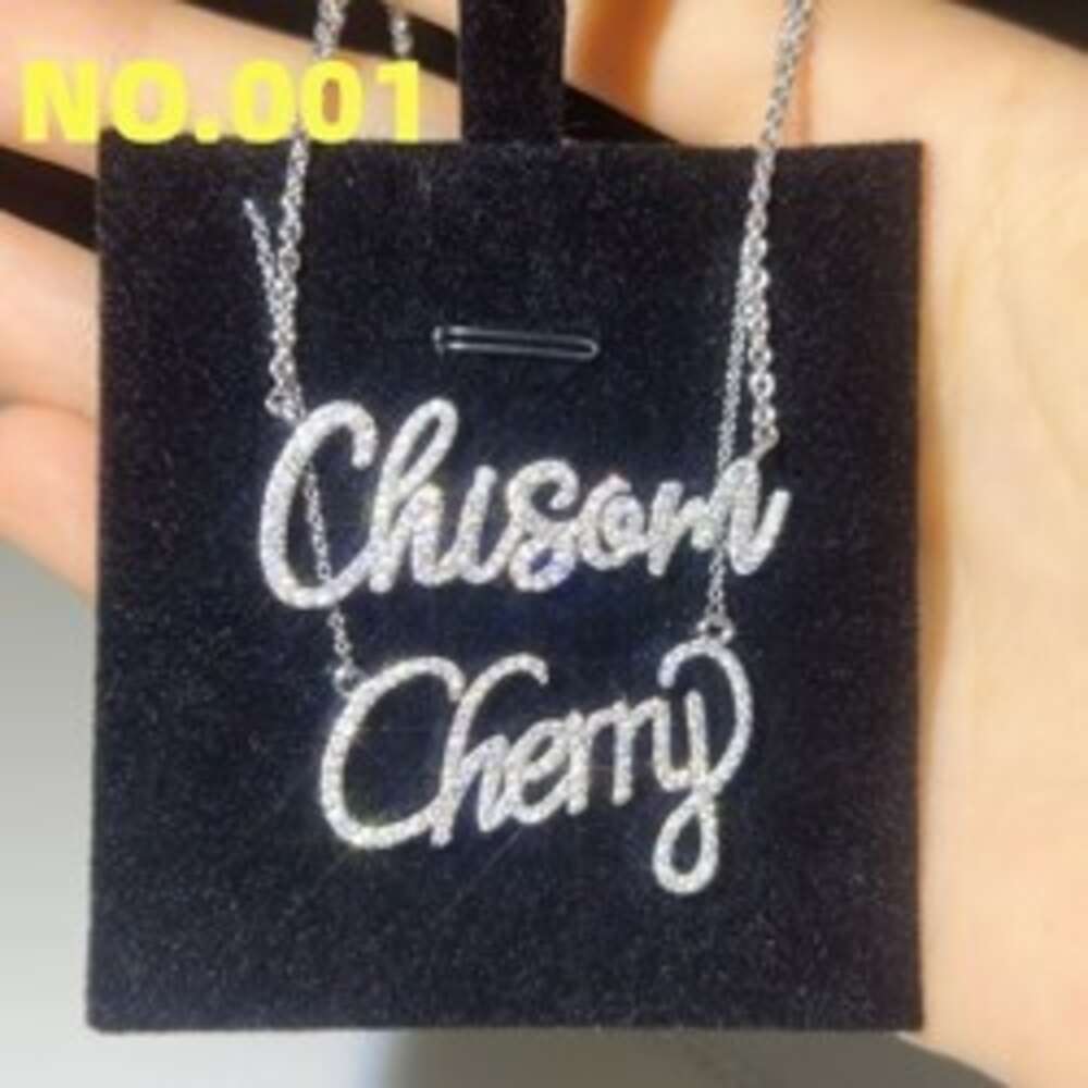 necklace moissanite chain Vvs Dia Sterling Sier Gold Iced Out Letter Pendan Cuban Link Hip Hop Custom Name Pendant