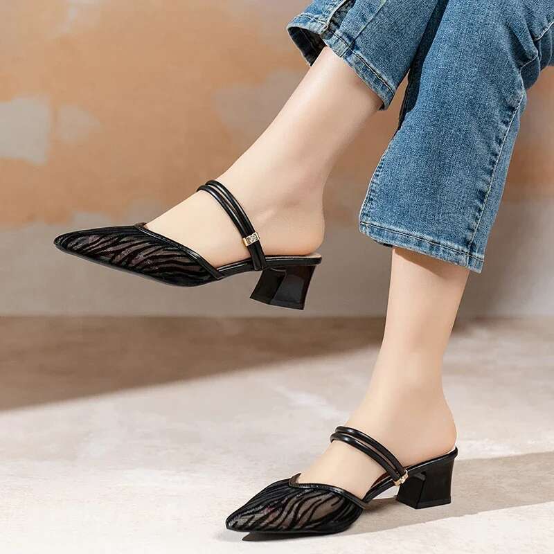 2024 Summer New Fashion Comfortable Casual Versatile High Sandals Toe Thick Heel Slippers