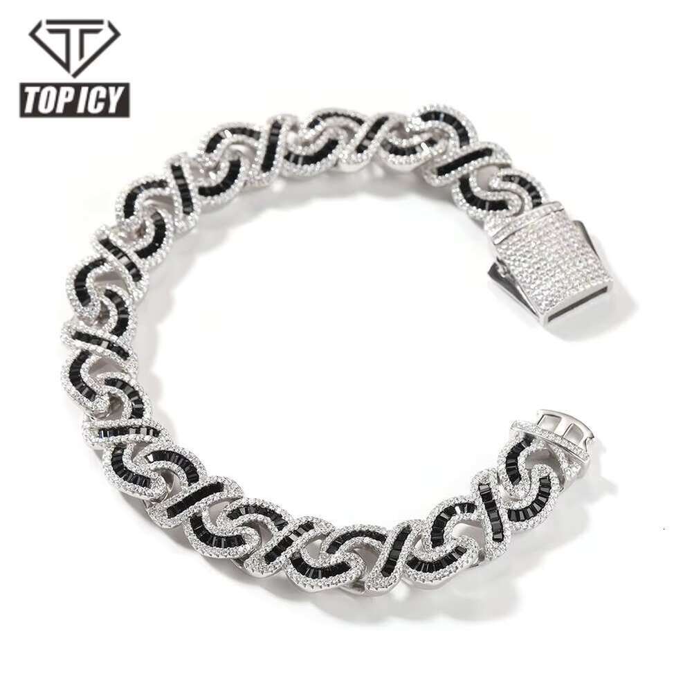 DHCollections Ice cold stick long fork set unlimited chain black pink square zircon gold-plated Cuban necklace men's jewelry