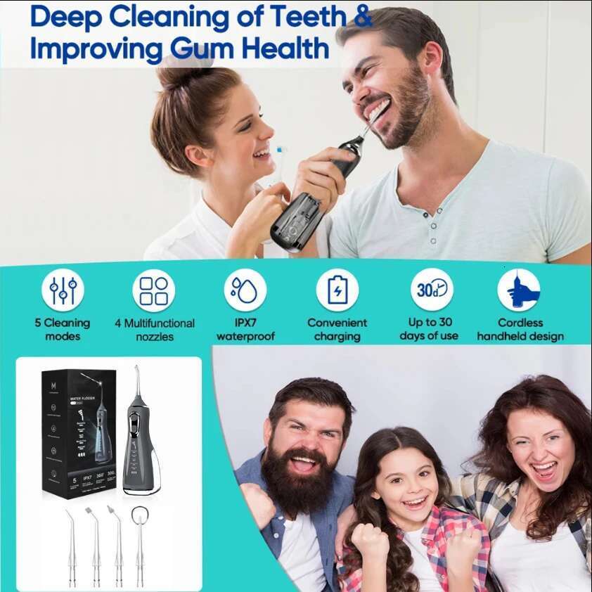 Oral Irrigator Portable Water Flosser Dental Pick 5 Modes 360° Rotated Jet For Cleaning Teeth Thread Floss Mouth Washing hine