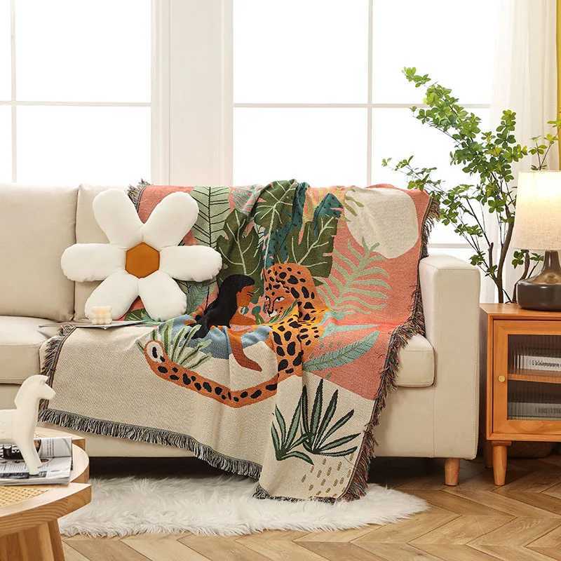 High Quality Women Leopard Throw Blanket Multifunction Beach Sofa Covers Cobertor Tassel Dust Cover Air Conditioning Blankets For Bed deken T250515
