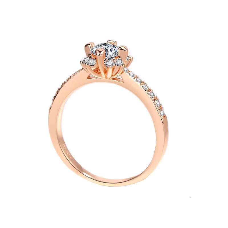 S pure silver women's sunflower pyroxene ring new classic champagne color fashion