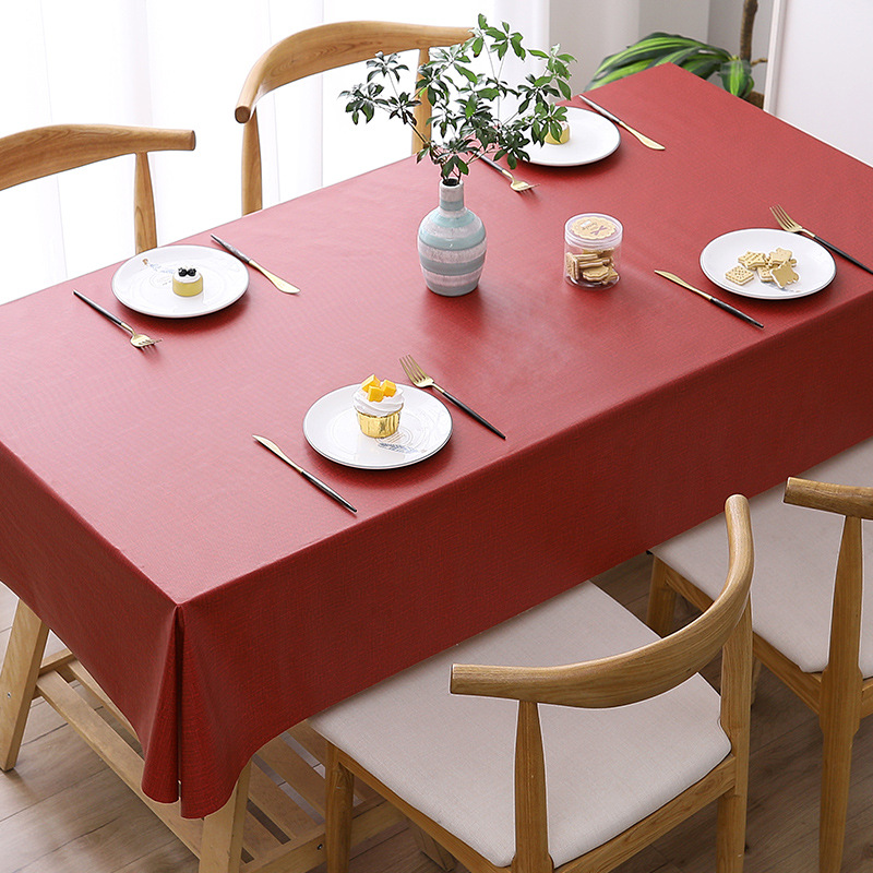 A758 waterproof and oil-proof solid color PVC table cloth anti-scalding and washable checkered table cloth simple rectangular round table cover cloth