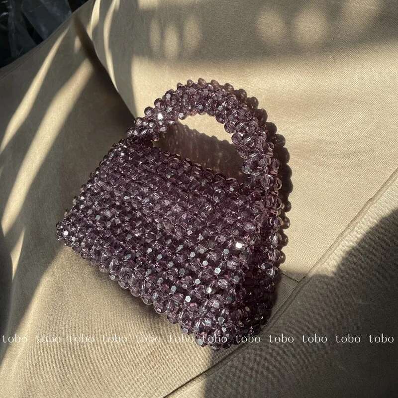 Customized Bead Green Hand-Woven Celebrity Unique Design Ladies Party Bag Top-Handle Purses And Handbags