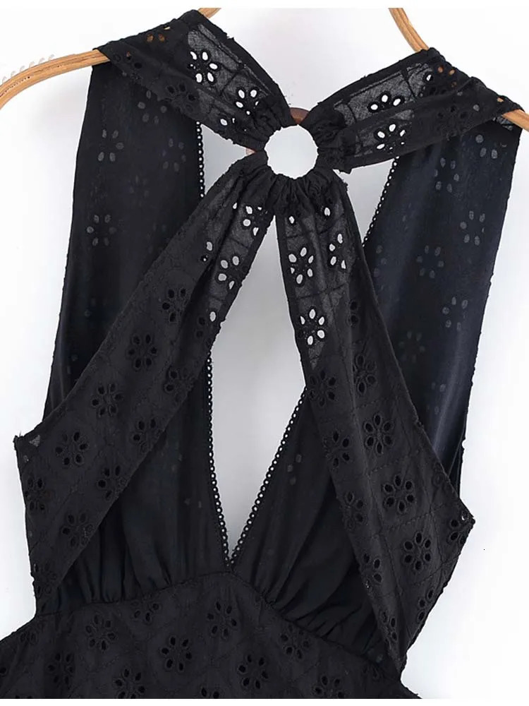 Womens Summer MIDI Tank Dress Vintage Solid VNeck y Hollow Out Female Elegant Street Dresses Clothing 250515