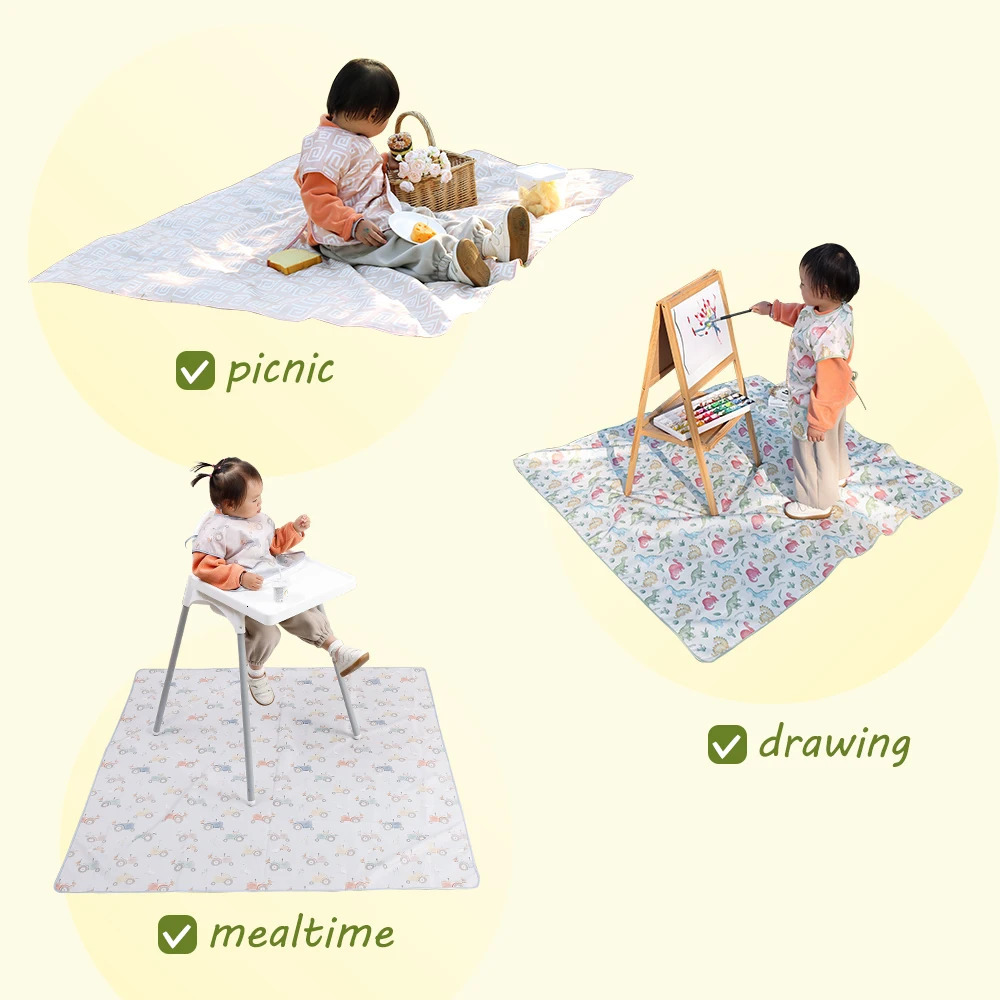HappyFlute Fashion Print 130*130CM Cover Floors/Tables Indoors Reusable Waterproof Baby Multi-purpose Use Anti-slip Mat 250515