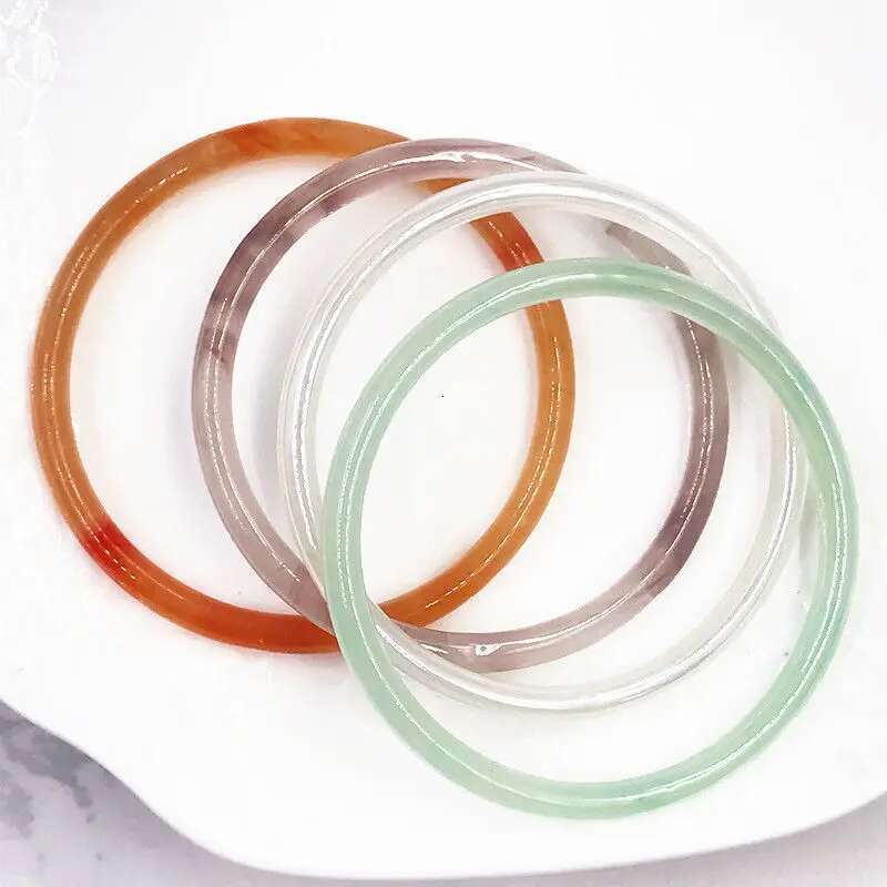 Natural Thin Handcarved Agate Bracelets Glass Bangle Jewelry Jadeite Jade Bangles Bracelet For Women
