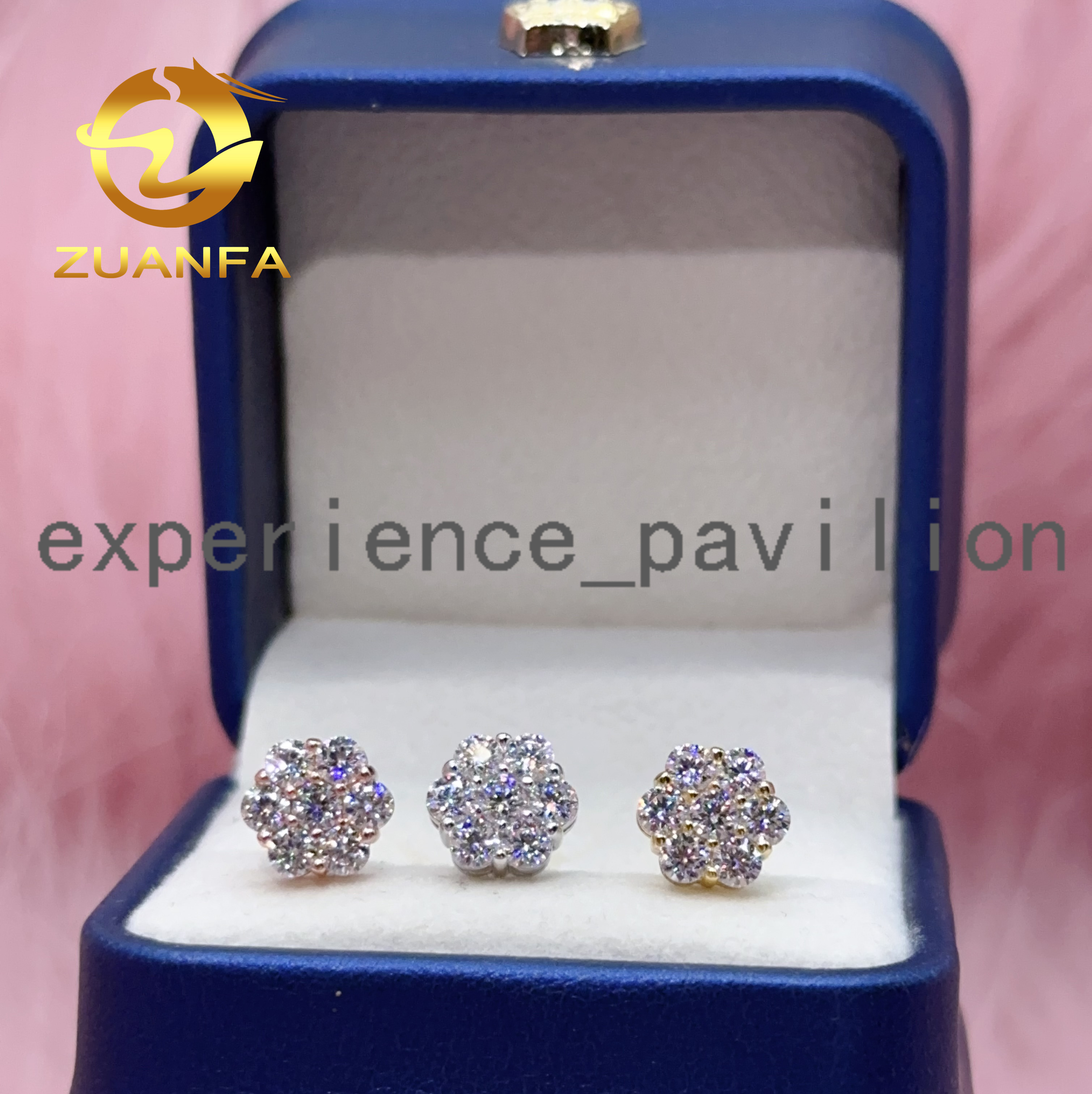 Pass Diamond Tester Classic Flower Cluster Moissanite Stud Earrings 925 Sterling Silver Moissanite Hip Hop Earring for Unisex