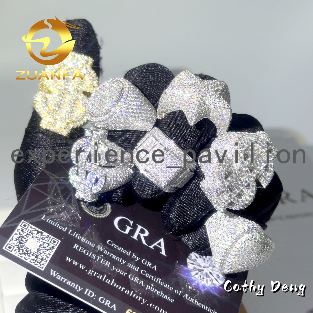 Jewelry Hot Selling Hip Hop Ring Heart Full Pave Moissanite 925 Sterling Silver Ice Out Moissanite Men Diamond Ring