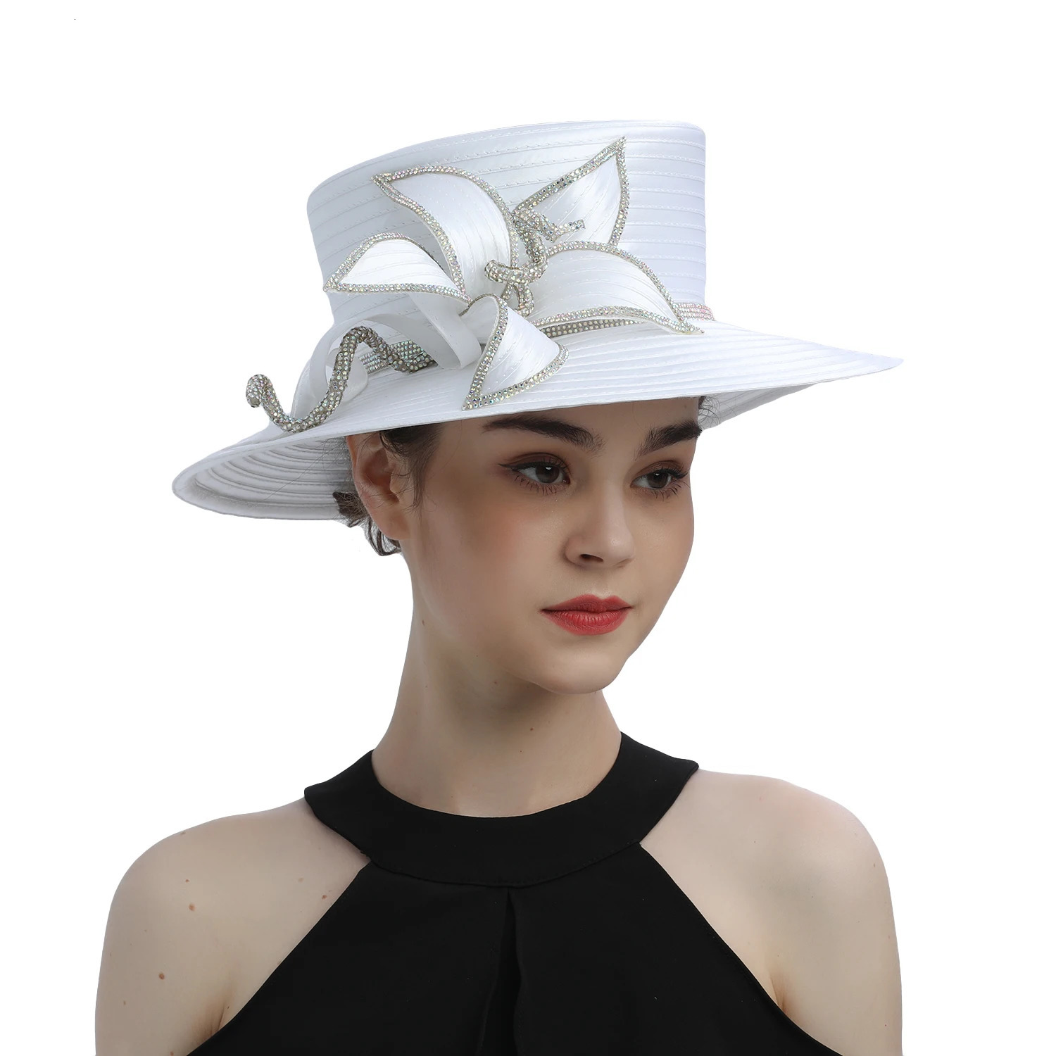 Perfect Most Satin Cloth Church Hat Deluxe Unique Pography Wedding Hat Fancy Formal Flower Fascinator Top Hat Female 250514
