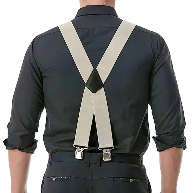 Mens Suspenders Wide X-Back Adjustable Solid Straight Heavy Duty Clip Suspenders for Work Jeans 250515