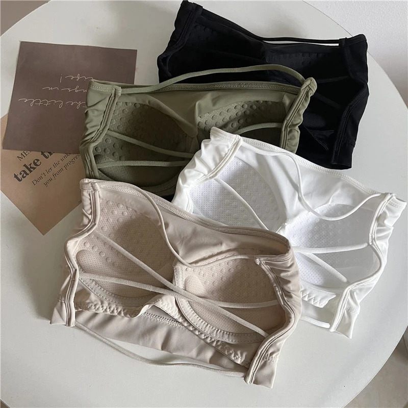 Seamless Tube Top Ice Silk Sexy Wrap Chest For Women Push Up Bras Strapless Underwear Solid Color Bralette Lingerie 250515