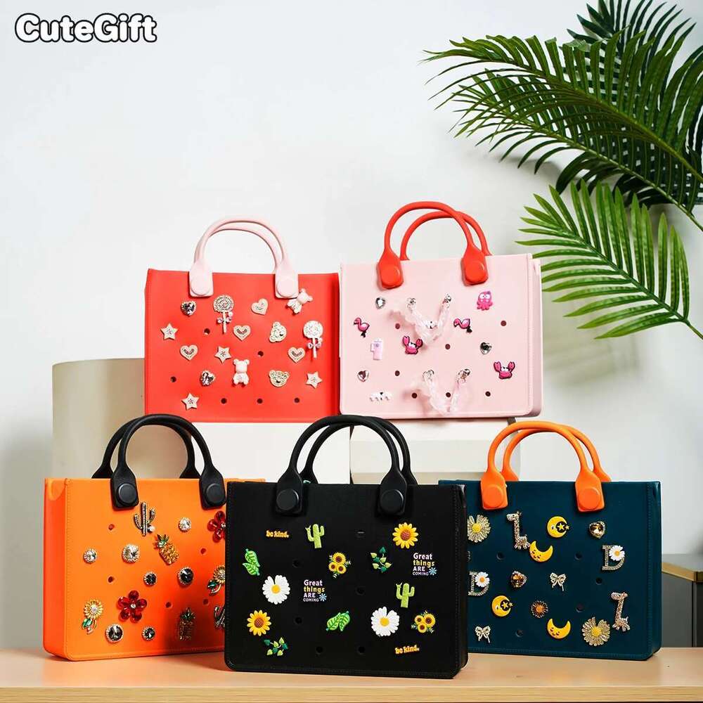 EVA Large Leather Shoulder Handbag Tote For Women Casual Waterproof Beach Hole Fit Charm Fashion Storage Bag