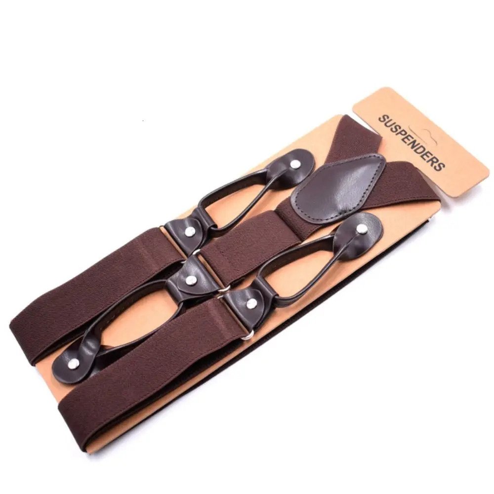 Vintage Suspenders Men Women Adult Leather Trimmed Button End Y Back Adjustable Elastic Trouser Braces Straps Belt Wedding Party 250515
