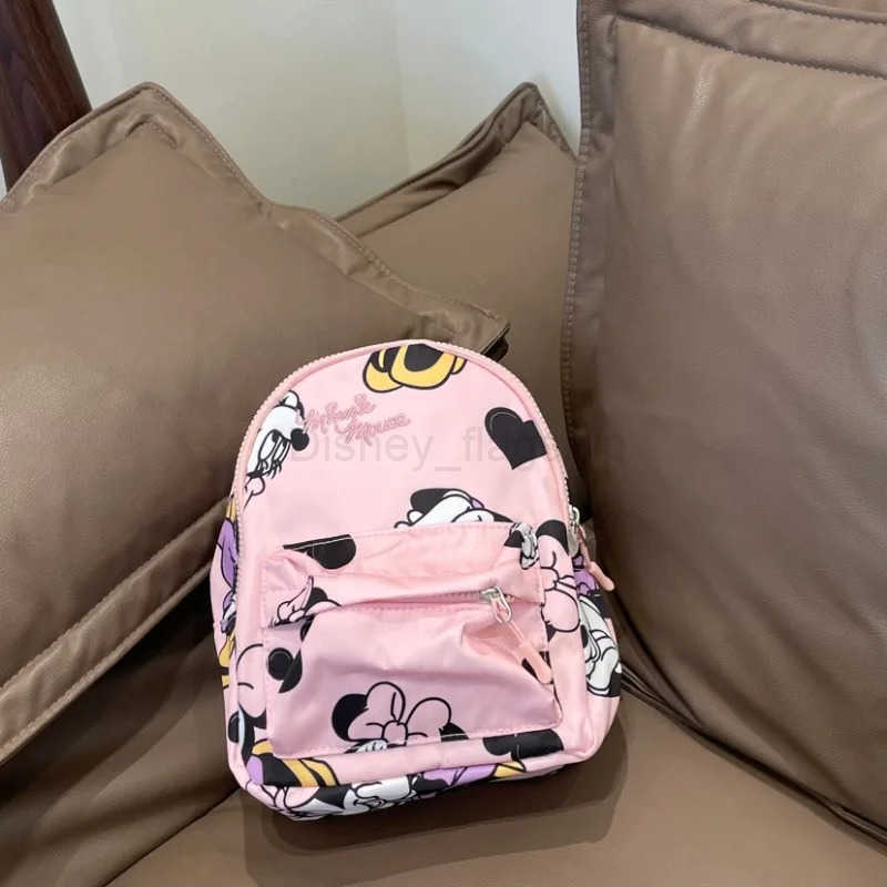 Disney 2024 New Childrens Backpack Fashionable Childrens School Bag Kindergarten Minnie Mickey Mouse Print Pink BackpackXJ250515