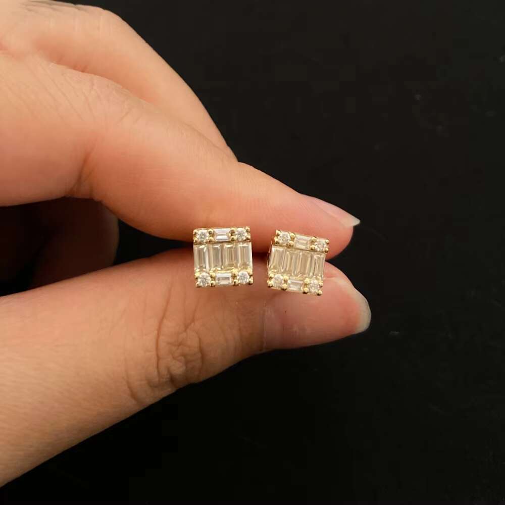 Hip hop Jewelry Men's Tested with Vvs GraMoissanite 10k Gold Earrings