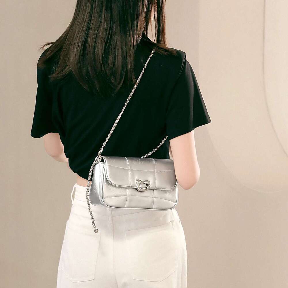 ITAMOOD Sier Chain for Women Christmas Gift Fashion Original Designer Brand Cowhide One Shoulder Crossbody Bag