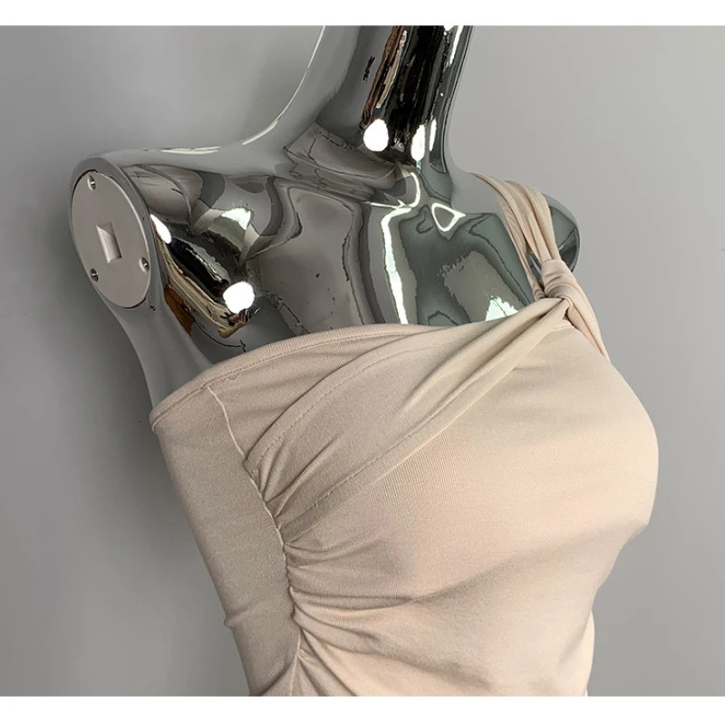 AOSSVIAO 2025 Women Sports Tank Tops Sexy Crop Vest Casual Female One Shoulder Summer Outfits Fitness Elastic 250506