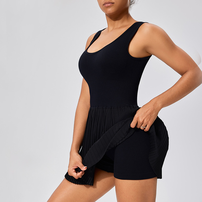 Elites conjoined tennis dress sets women yoga gym skirt outdoor sports breathable breathable anti exposure golf skirts size s-l