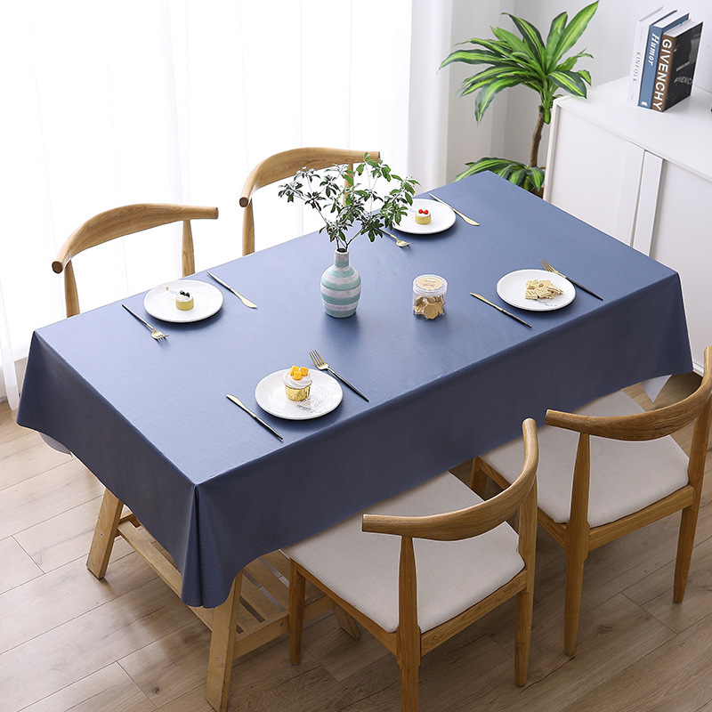 B327 solid color PVC tablecloth waterproof and oil-proof wash-free simple rectangular household fabric table mat restaurant tablecloth wholesale